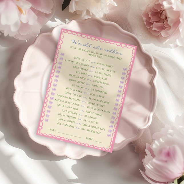 ¿Prefiere Una Tarjeta De Juego De Ducha De Novias? (Subido por el creador)