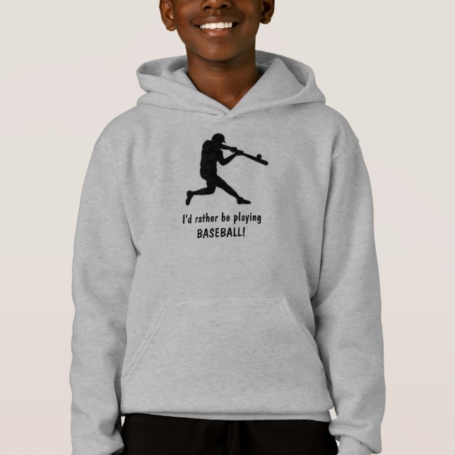 ¡Prefiero jugar al béisbol! Hoodie del niño (Anverso)