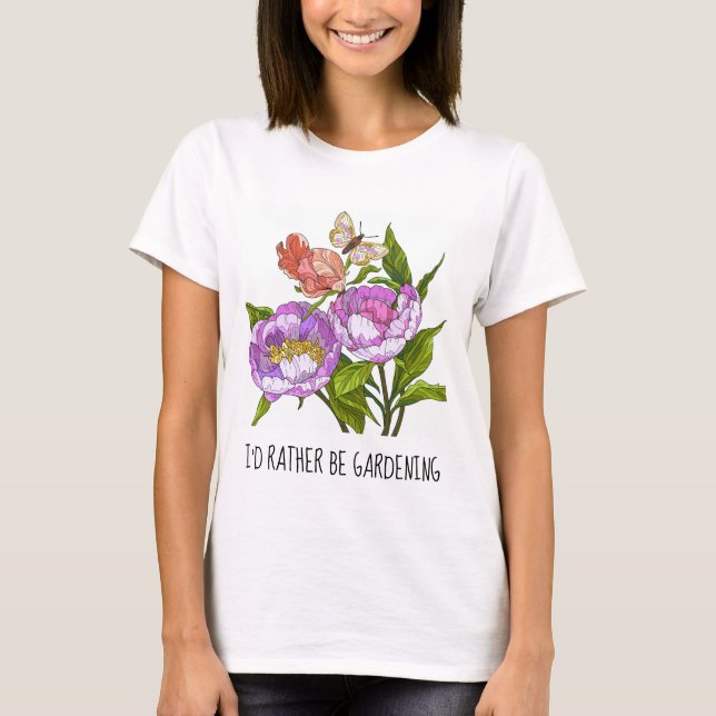 Prefiero ser jardinera; camiseta floral de bonito (Anverso)