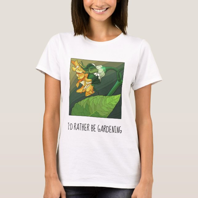 Prefiero ser jardinera; camiseta floral de bonito (Anverso)