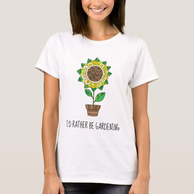 Prefiero ser jardinera; camiseta floral de bonito (Anverso)
