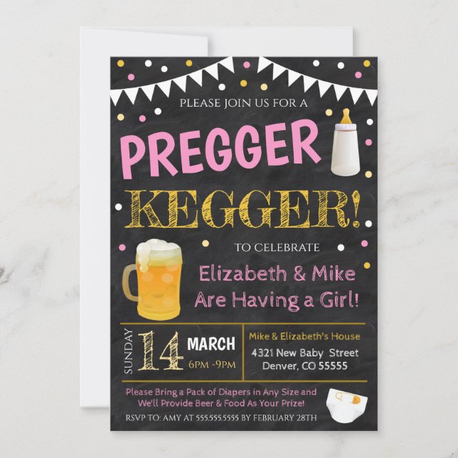 Pregger Kegger Baby Shower Invitación (Anverso)