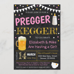Pregger Kegger Baby Shower Invitación
