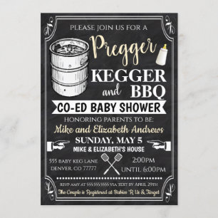 Pregger Kegger y BBQ Invitación de Baby Shower