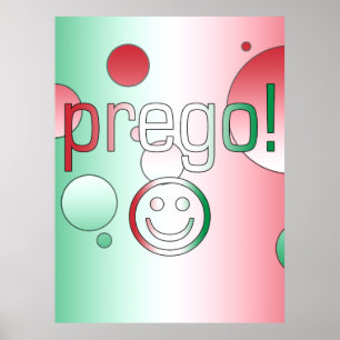 ¡Prego! Arte pop de colores de la bandera de Itali