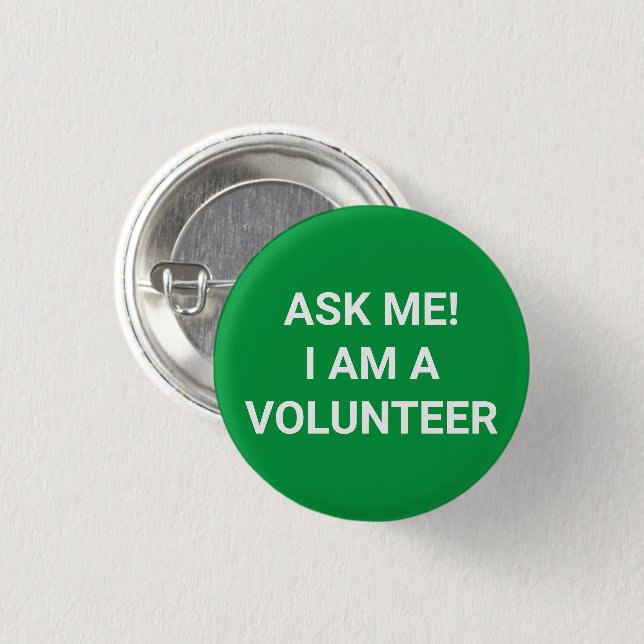 Pregúntame si soy un botón de pin verde y blanco v (Anverso y reverso)