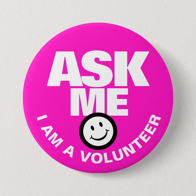Pregúntame si soy voluntario de un botón de pin bl (Anverso)