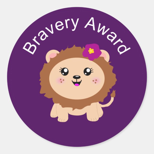 Premio al chica León Bravery - Pegatina por ser va (Anverso)