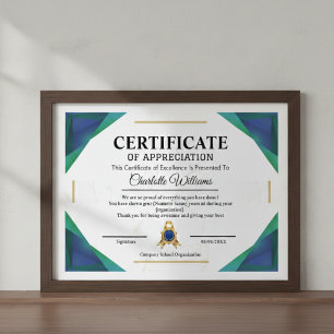 Premio de Certificado de Logro para Empleados