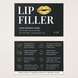 Premium Black & Gold Lip Filler Aftercare Card