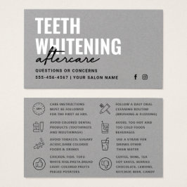 Premium Gray Modern Teeth Whitening Aftercare Card