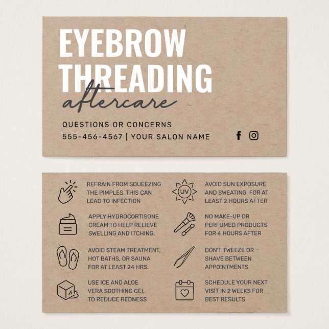 Premium Kraft Simple Eyebrow Threading Afcare  (Anverso y reverso)