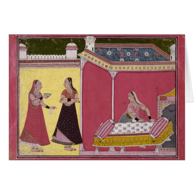 Preparación de la cama, Bilaspur, c.1690-1700 (Anverso (Horizontal))