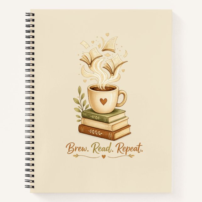 Preparar. Leer. Repetir. | Cuaderno de café y libr (Anverso)