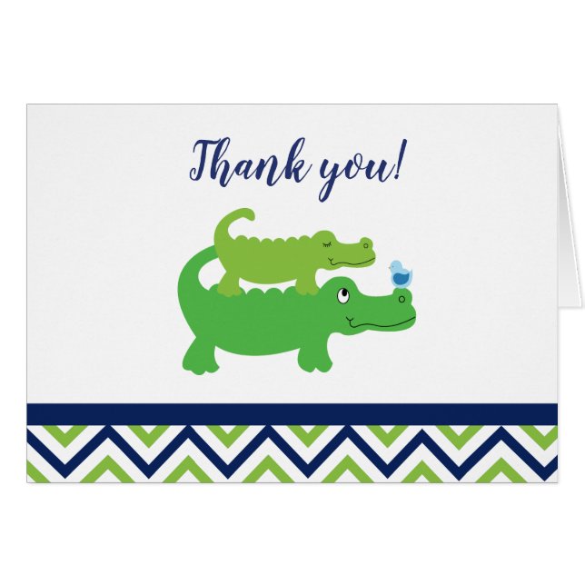 Preppy Alligator Crocodile Folded Gracias Notas (Anverso (Horizontal))