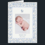 Preppy Couquette Coastal Baby Thank You Card<br><div class="desc">Our "Couquette Coastal" collection features watercolor coquette bow and sea shells coastal pattern as a background. Check our store for more items from this collection,  and feel free to contact us for special requests.</div>