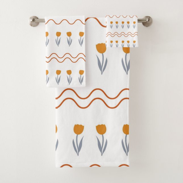 Preppy Groovy Stripe Tulip Flower Pattern (In situ)