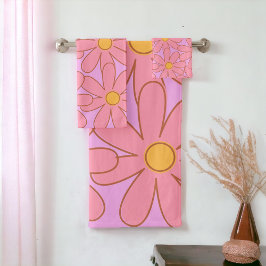 Preppy Hippie Pink Purple Flower Pattern