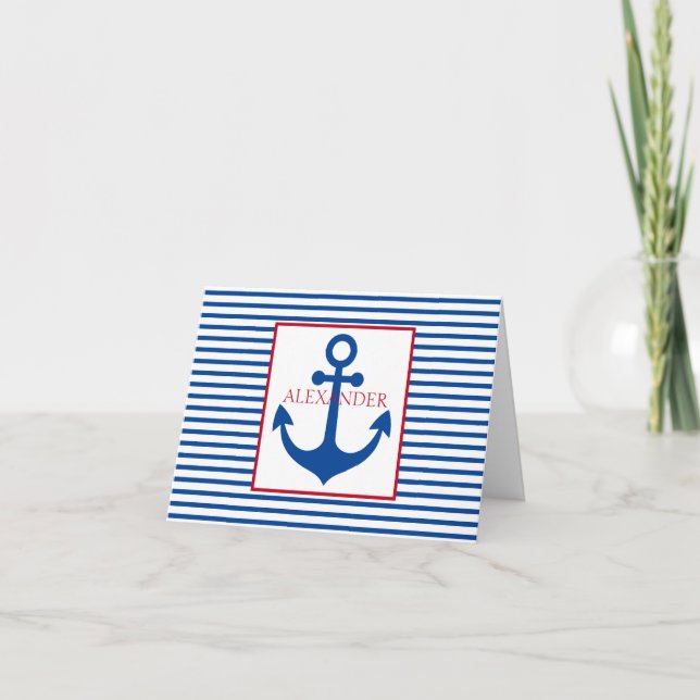 Preppy Nautical Stripes and Anchor Personalized (Anverso)
