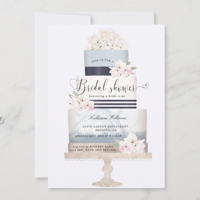 preppy naútico torta floral Bridal Shower (Anverso)