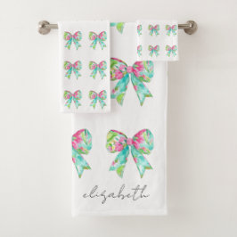 Preppy Pink and Green Bows Personalizados