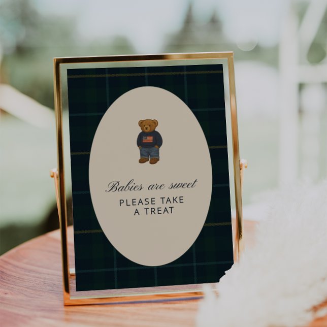 Preppy Polo Teddy Bear Baby Shower Treat Sign (Subido por el creador)