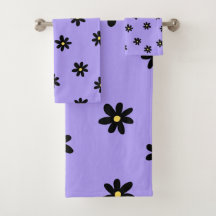 Preppy Purple Black Floral Simple Flower Pattern