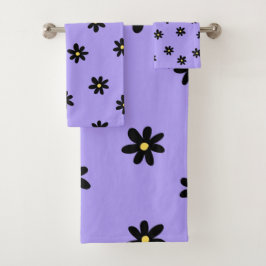 Preppy Purple Black Floral Simple Flower Pattern
