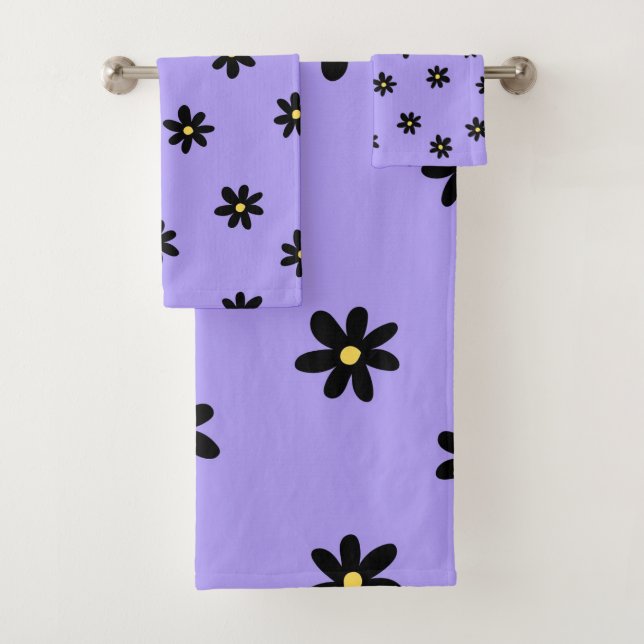 Preppy Purple Black Floral Simple Flower Pattern (In situ)