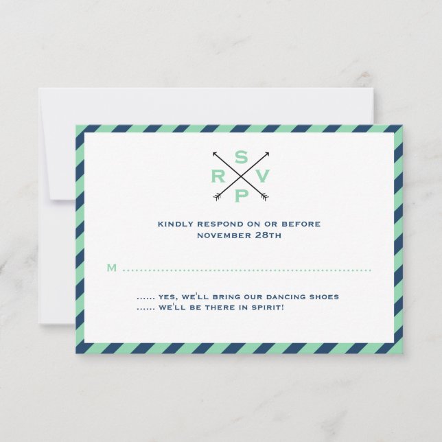 Preppy Romance Wedding RSVP - Moneda de la Marina (Anverso)