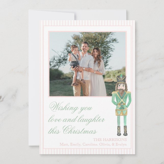 Preppy Rosa Verde Navidad Cascanueces Una Foto  (Anverso)