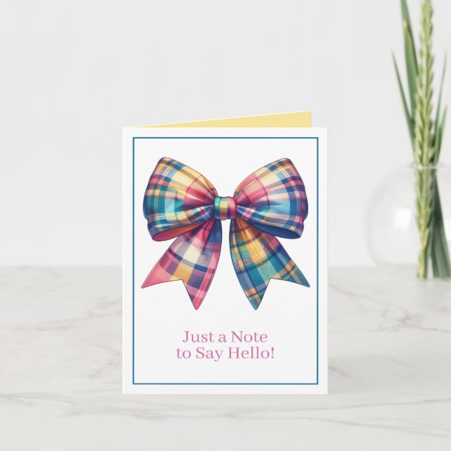 Preppy Watercolor Plaid Bow Personalizado (Anverso)