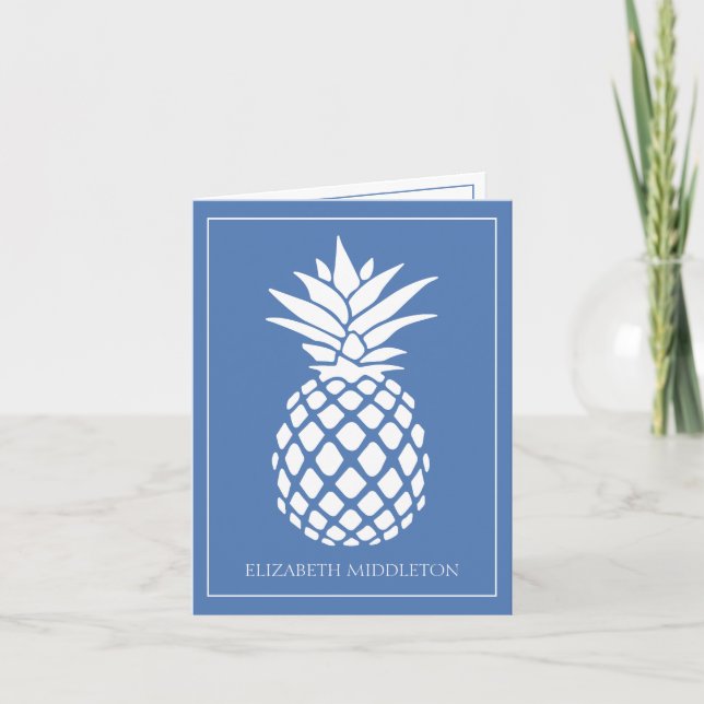 Preppy White Pineapple on Blue (Anverso)