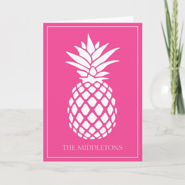 Preppy White Pineapple on Pink (Anverso)