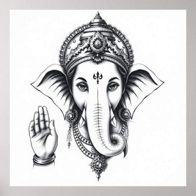 Presencia divina: Arte Carbón de Ganesha (Frente)