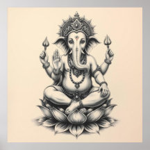 Presencia divina: Arte Carbón de Ganesha