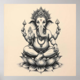 Presencia divina: Arte Carbón de Ganesha