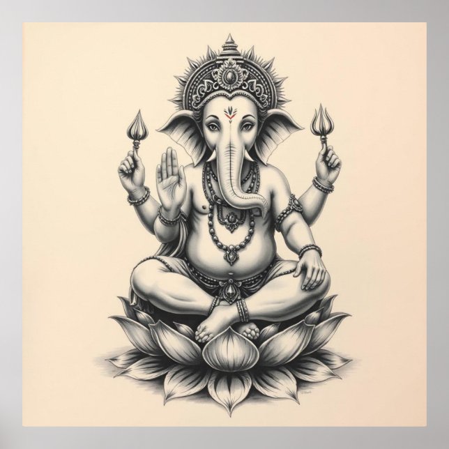 Presencia divina: Arte Carbón de Ganesha (Frente)
