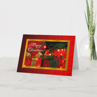 Presenta tarjeta de Navidades de metal rojo