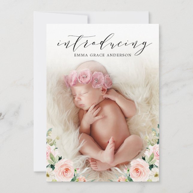 Presentación de Floral Anuncios de Nacimiento de N (Anverso)