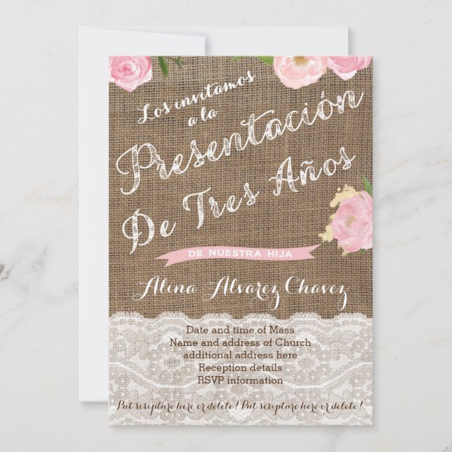 presentación de invitación de tres años (Anverso)