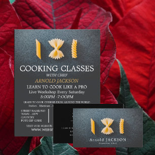 Presentación de pasta, publicidad de clases de coc