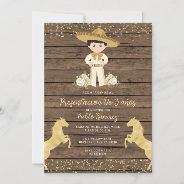 Presentación de tres años invitación niño Birthday (Anverso)