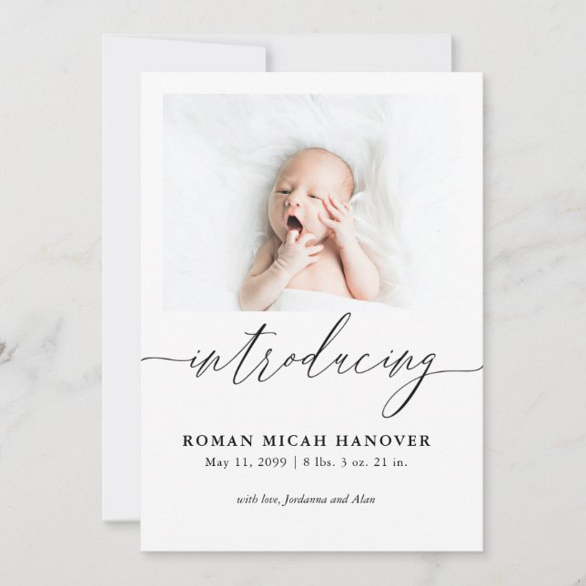 Presentación del moderno anuncio de nacimiento de  (Anverso)
