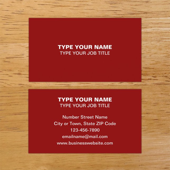 Presentación Diseño simple de textos planos Tarjeta de presenta (Plain texts design red calling card.)
