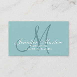 Presentación Elegante tarjeta de llamadas de mami azul monogram