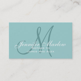 Presentación Elegante tarjeta de llamadas de mami azul monogram