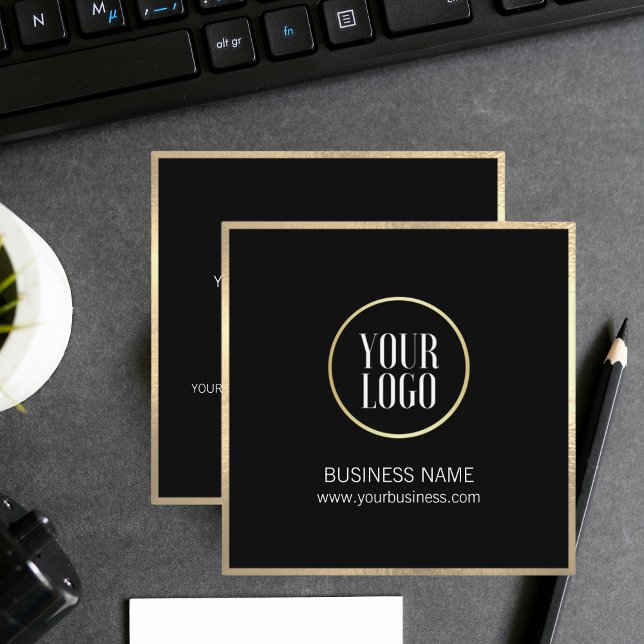 Presentación Elegante tarjeta de negocios de oro negro | LOGOTI (Elegant Black Gold Business Card  LOGO)