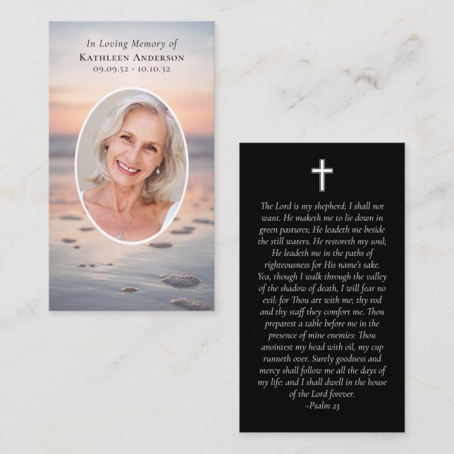 Presentación Foto Tarjeta de oración conmemorativa del océano a (Anverso / Reverso)