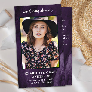 Presentación Fotografía funeraria Tarjeta de oración Púrpura Si